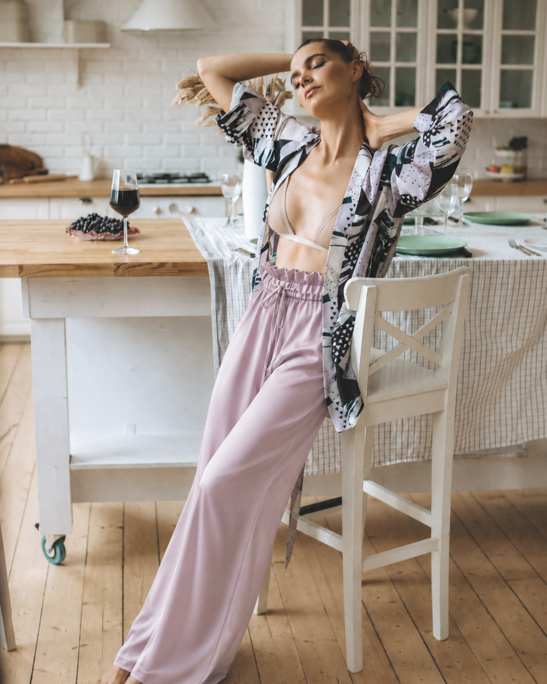 Palazzo-Hose „Dusty Rose“ aus italienischer Seide – ausgewähltes Einzelstück