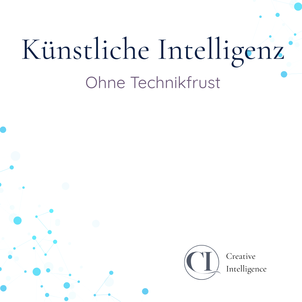 Onlinekurs KI ohne Technikfrust von Maria’s Concepts als helles Kurscover.